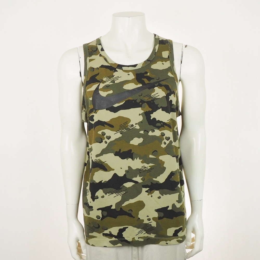 Nike Dri-Fit Swoosh Camo Tank Top Shirt Mens Sz XL Green Camouflage Training